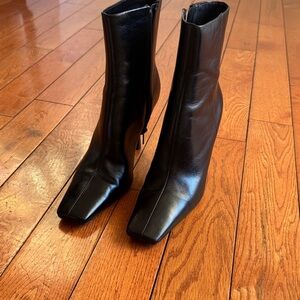 Mango square toe black leather boots